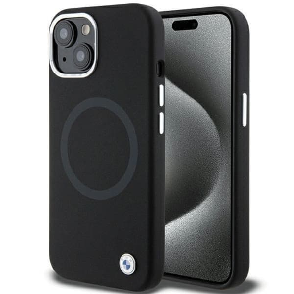 BMW iPhone 15 Mobilskal Magsafe Signature Liquid Silikon - Musta Black