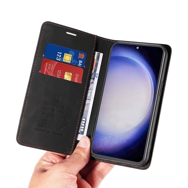 BETOPNICE 003 Plånboksfodral för Samsung Galaxy S23 FE Konstläder - Svart