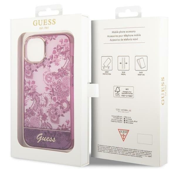 GUESS iPhone 14 Plus Skal Porcelain Collection - Fuchsia Rosa