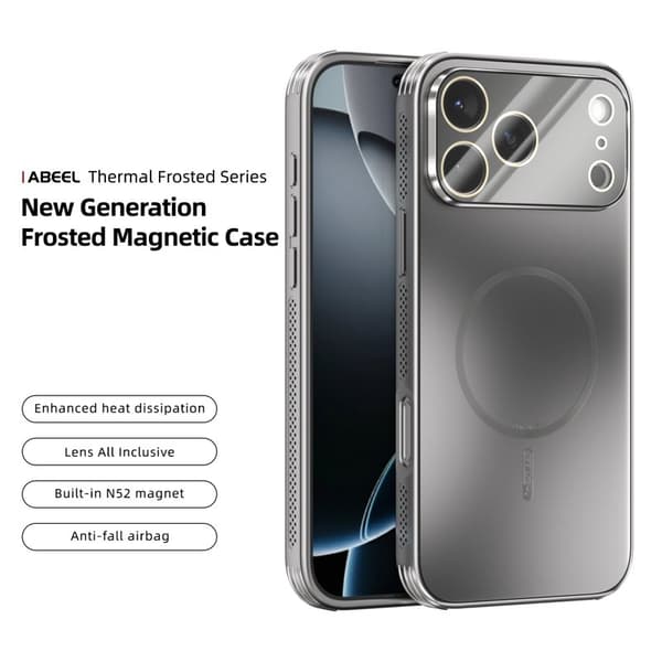 ABEEL Mobilskal till iPhone 17 Pro Magnetiskt TPU PC Kylande Matt Grå