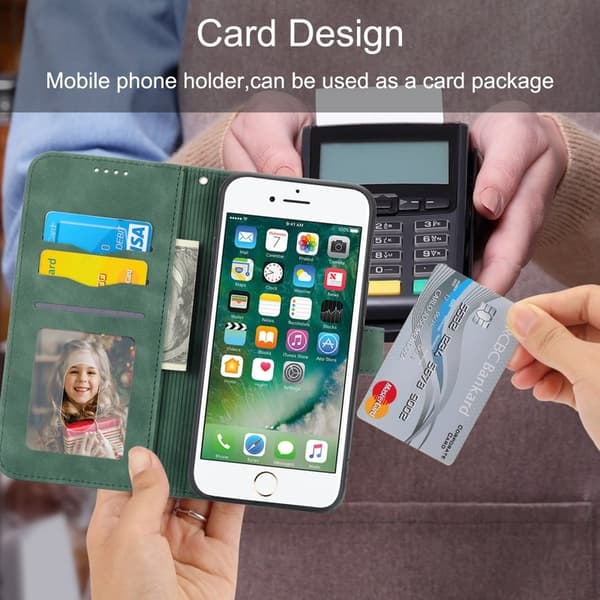 DIERFENG DF-03 Plånboksfodral för iPhone 7/8/SE (2020/2022) - Konstläder - Grön