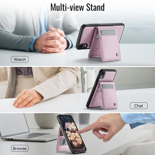 JEEHOOD J06 Mobilskal till iPhone XR Läder MagSafe RFID Skydd - Rosa