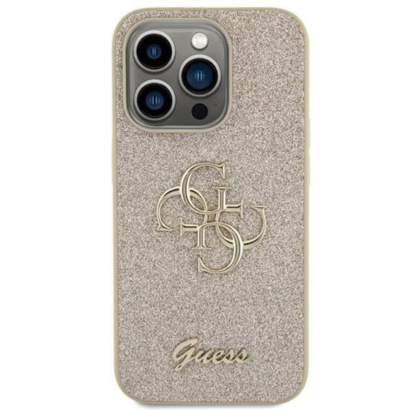 Guess iPhone 15 Pro -kännykkäkuori Glitter Script Big 4G - Kulta Guld
