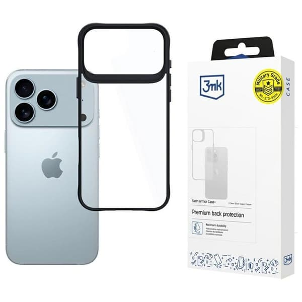 3MK Mobilskal till iPhone 17 Pro Max Satin Armor Plus - Svart Svart