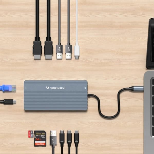 Wozinsky 14in1 Multifunktionell USB-C HUB med Kabel 0.15m Grå