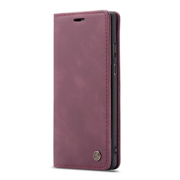 CASEME Series Plånboksfodral Konstläder för OnePlus 8 Pro - Vinröd
