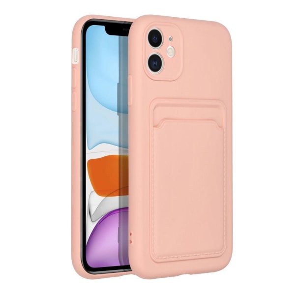 iPhone 11 Cover Forcell Kortholder Blød Plast - Rosa