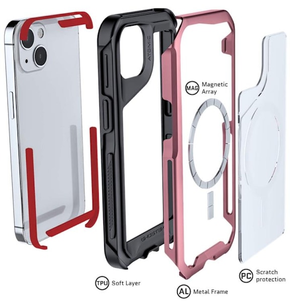 Ghostek MagSafe Atomic Slim Skal iPhone 13 - Rosa
