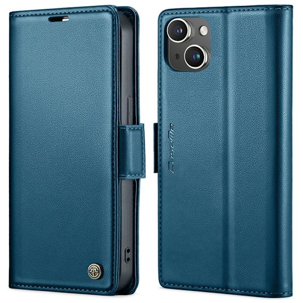 CASEME iPhone 13 Plånboksfodral Konstläder RFID-Skydd Blå