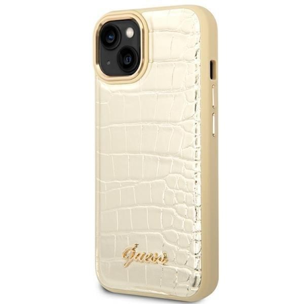 GUESS iPhone 14 Plus Skal Croco Collection - Guld