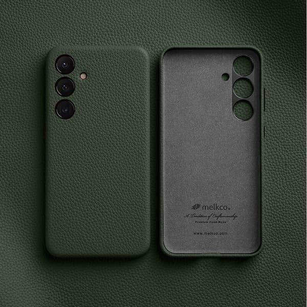 MELKCO Mobilskal till Samsung Galaxy S24 Äkta Läder + PC - Grön