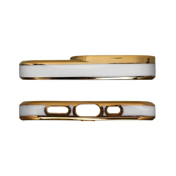 Galaxy A12 Etui Guld Ramme - Hvid Vit