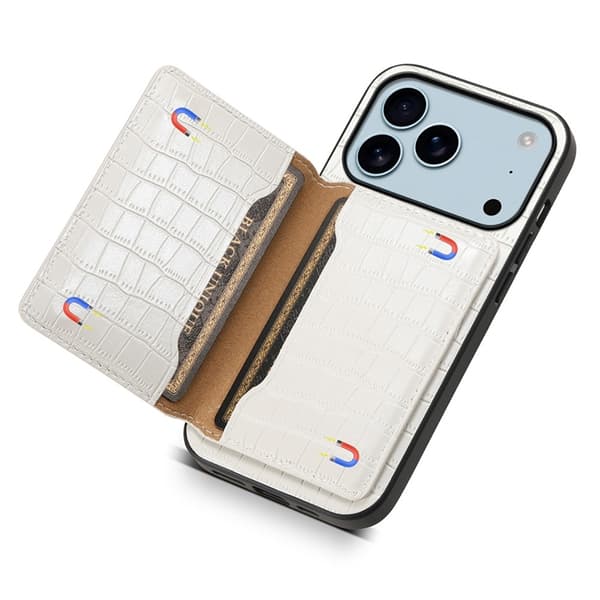 Mobilskal till iPhone 17 Pro Korthållare Crocodile - Vit Vit