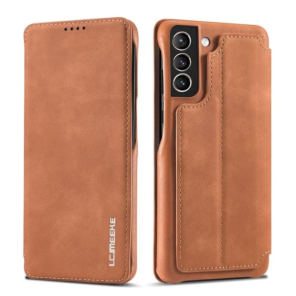 LC.IMEEKE Samsung Galaxy S21+ Plånboksfodral Konstläder - Brun