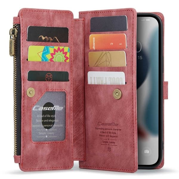CASEME C30 Plånboksfodral i Konstläder för iPhone 12 Pro Max - Röd