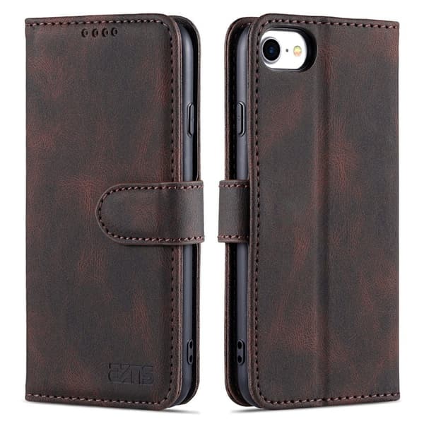 AZNS iPhone SE (2022)/SE (2020)/8/7 Plånboksfodral Konstläder - Brun