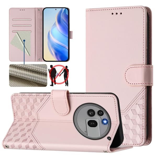 Nothing Phone (3a) Pro Plånboksfodral Imprinted Honeycomb RFID Rosa