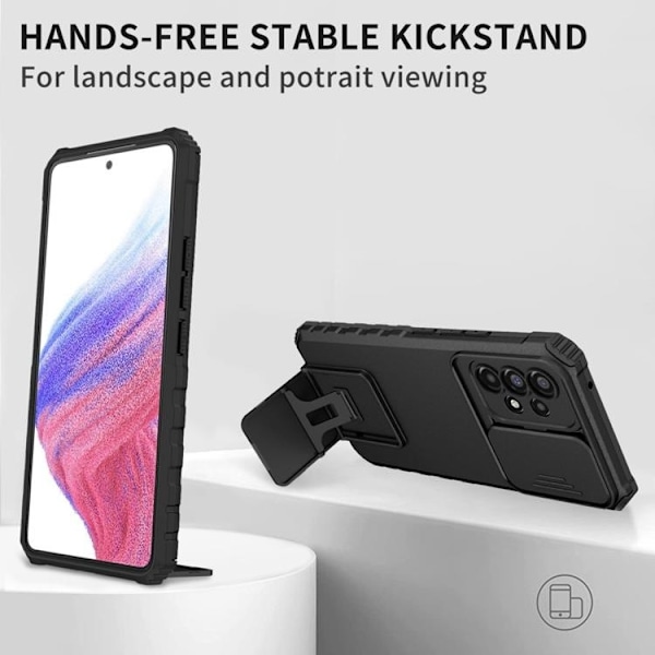 Galaxy A12 4G Skal Kickstand Kameraskydd Slide - Svart Svart