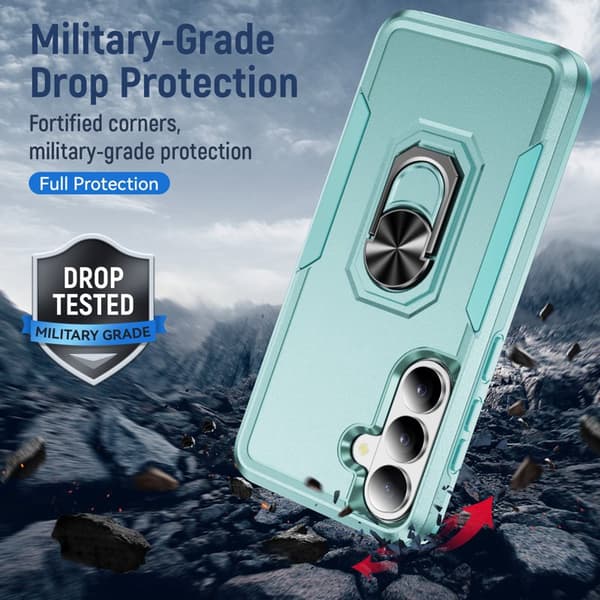 Mobilskal för Samsung Galaxy S26 Plus Militärklass Ring Kickstand PC + TPU Grön