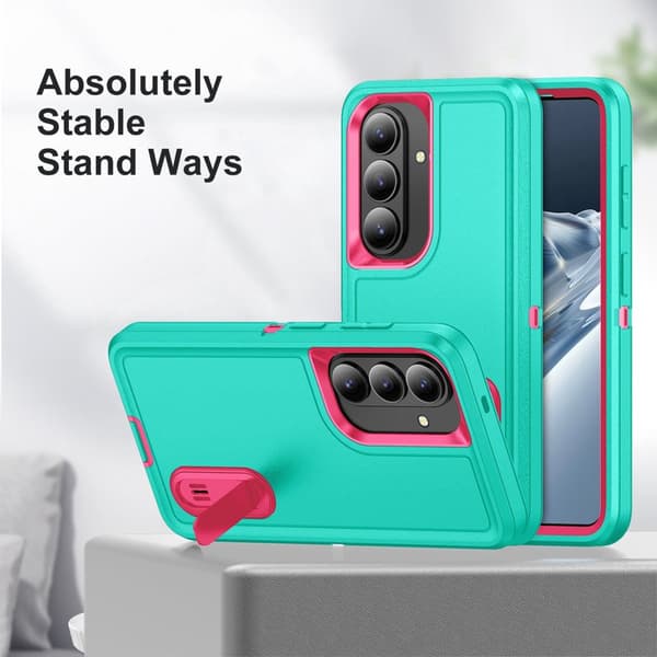 Mobilskal för Samsung Galaxy S26 PC + Silikon Anti-Drop Kickstand - Cyan