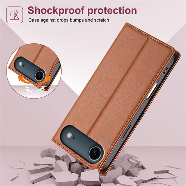 N.BEKUS iPhone Air Konstläder Plånboksfodral RFID-Skydd P3 - Brun Brun