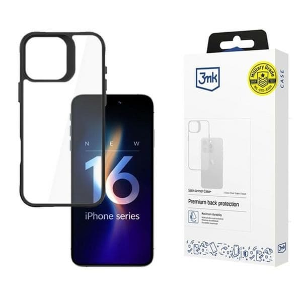 3MK Mobilskal till iPhone 16 Pro Satin Armor Plus Military Grade Black