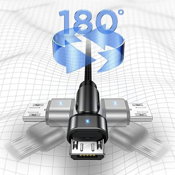 USAMS Kabel flätad roterbar U60 2A microUSB 1m grön SJ478USB02