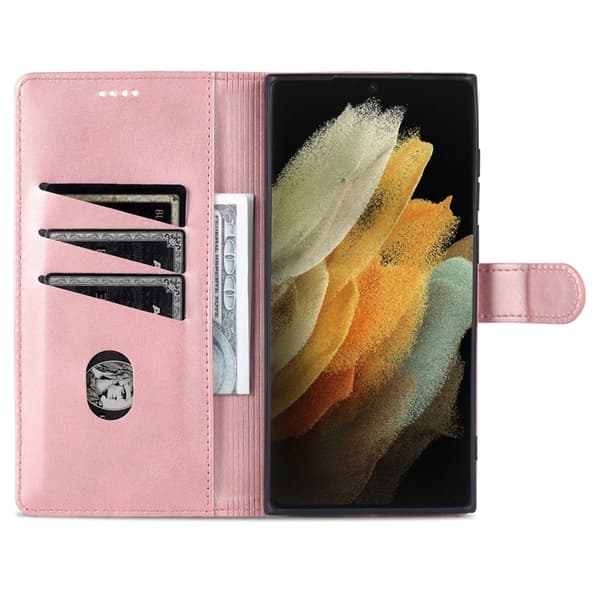 AZNS Samsung Galaxy S23 Ultra Plånboksfodral Konstläder - Roséguld