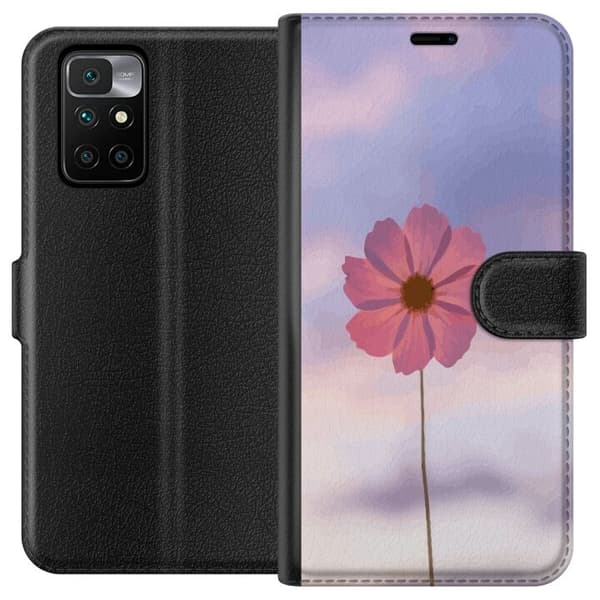 Pungcover til Xiaomi Redmi 10 med Rosa blomst