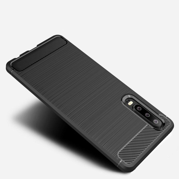 Hiiliharjattu matkapuhelinkotelo Huawei P30:lle - musta Black