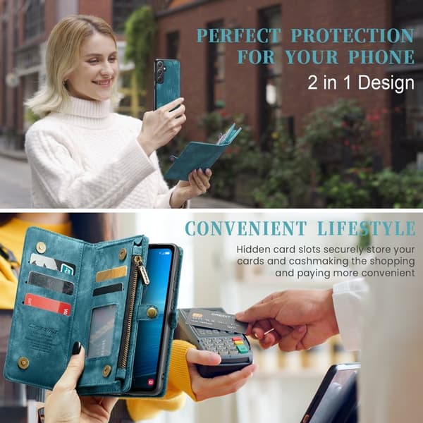 CASEME 008 Plånboksfodral för Samsung Galaxy A35 5G Konstläder - Blå