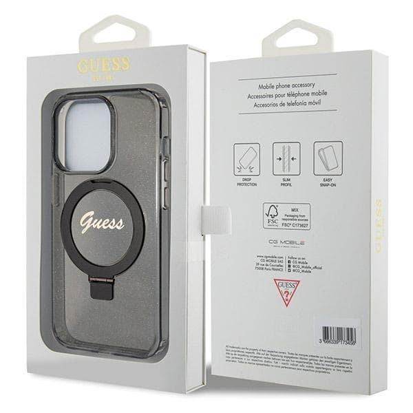 Guess telefontaske til iPhone 14 Pro Max MagSafe MagSafe Ringstativ Glitter
