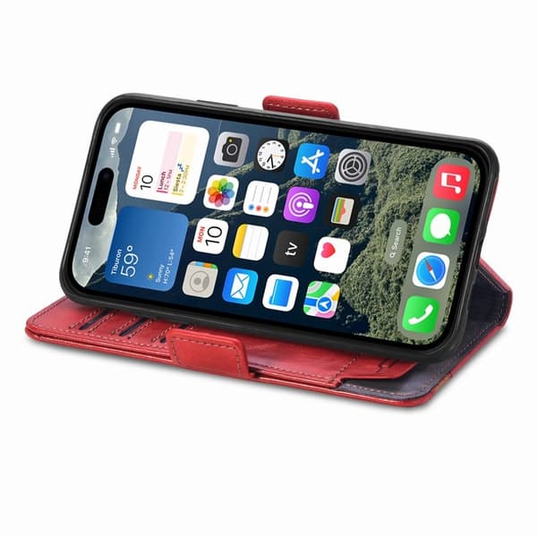 CASENEO Mobilskal till iPhone 16e KonstLäder med RFID-Skydd - Röd