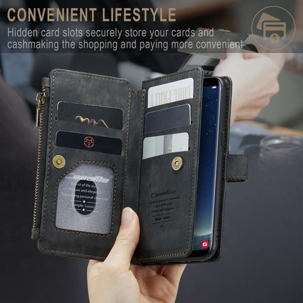 CASEME Konstläder Plånboksfodral för Samsung Galaxy S22 5G - Svart