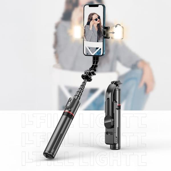 Tech-Protect Bluetooth Selfie Stick Stativ med LED-lys L05S - Sort Svart
