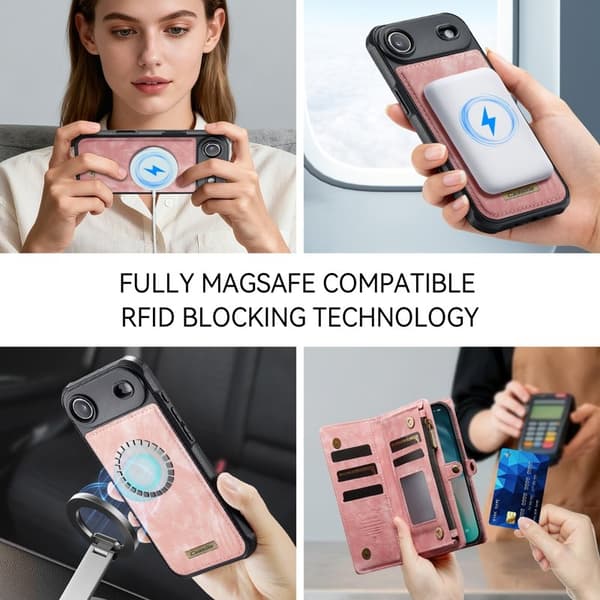 CASEME 008 iPhone Air Plånboksfodral i Konstläder med - Rosa