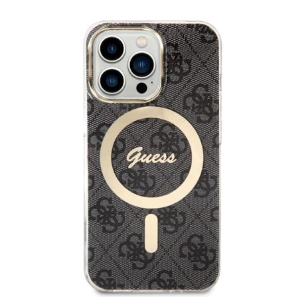 Guess iPhone 13 Pro Max Magsafe Skal 4G Print + Trådløs Oplader Black
