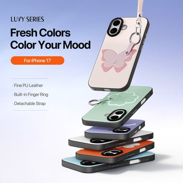 DUX DUCIS Mobilskal till iPhone 17 med Fingerring/Rem Luvy Series Rosa