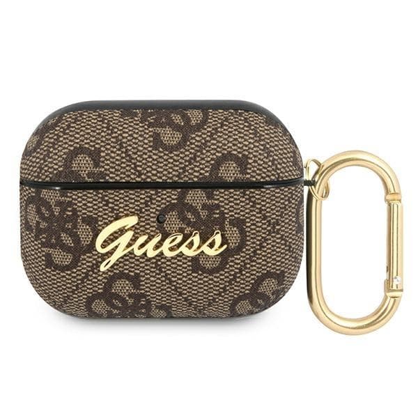 Guess 4G Script Metal Collection -kotelo AirPods Pro - Ruskea Brown