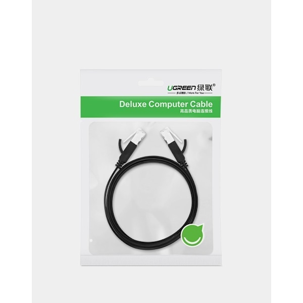 Ugreen platt Ethernet Kabel RJ45 Cat 6 UTP 1000 Mbps 1 m Svart Svart