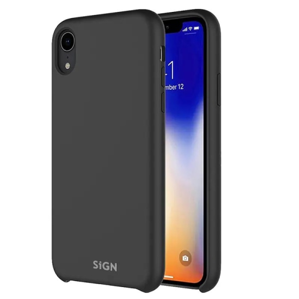 SiGN iPhone 12 mini -kuori, nestemäinen silikoni - musta