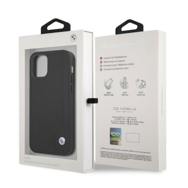 BMW Læder Deboss Skal iPhone 12 / 12 Pro - Sort Black