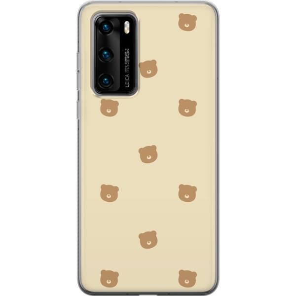 Telefontaske til Huawei P40 med bjørnemønster