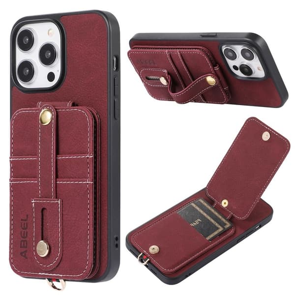 ABEEL Style 02 Kickstand Mobilskal för iPhone 15 Pro Max - Purplish Röd