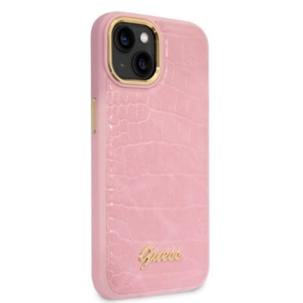 GUESS iPhone 14 -kuori Croco Collection - vaaleanpunainen