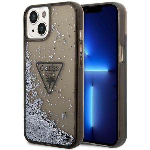 GUESS iPhone 14 Skal Liquid Glitter Palm - Sort Black