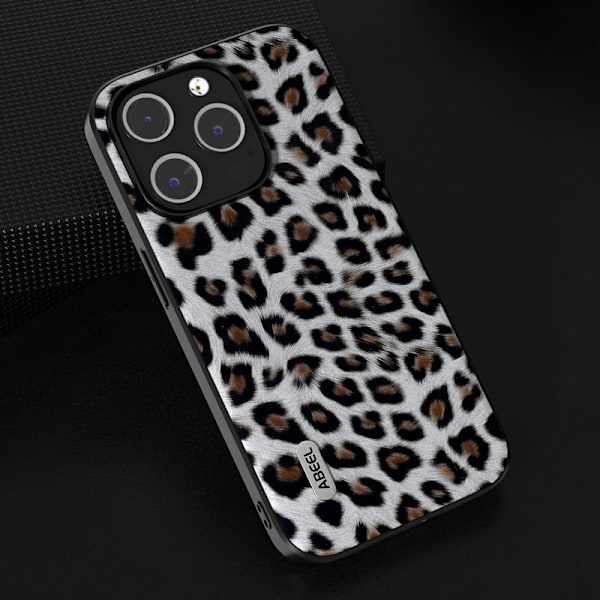 ABEEL Mobilskal till iPhone 14 Pro Shockproof PU Läder Leopard Silver