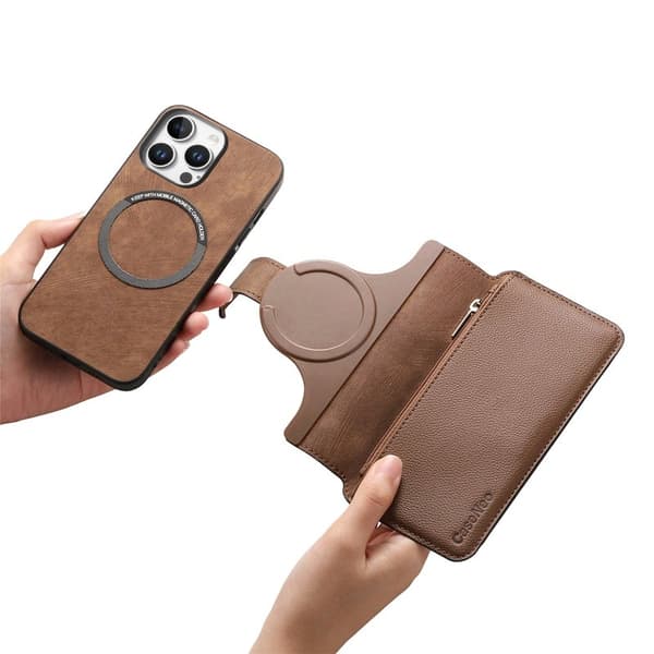 CASENEO MW-02 iPhone 16 Pro Max Plånboksfodral Konstläder - Brun