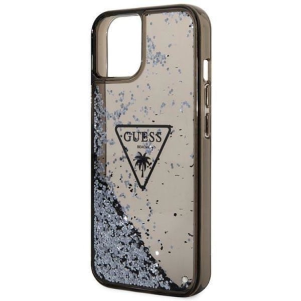 GUESS iPhone 14 Plus Skal Liquid Glitter Palm Collection - Sort