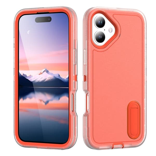 Mobilskal till iPhone 17 Kickstand Silikon - Transparent/Orange Transparent